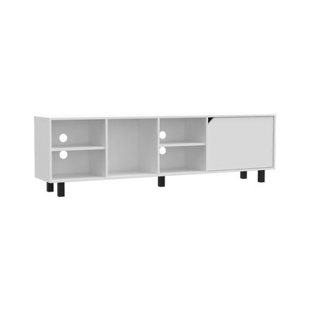 Tuhome Valdivia Tv Stand for TV's up 70 in. Four Open Shelves, Five Legs, White RLB6713